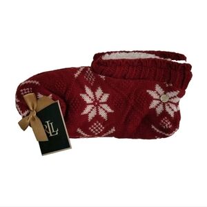 NEW Lauren Ralph Lauren Snowflake Slipper Socks - Red